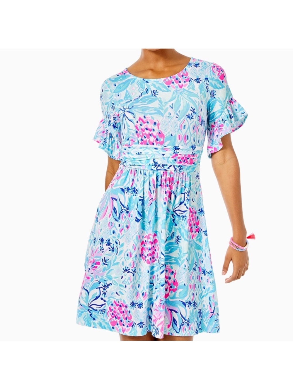 Lilly Pulitzer Riegan Dress Short Sleeve Floral Summer Beach Size Small